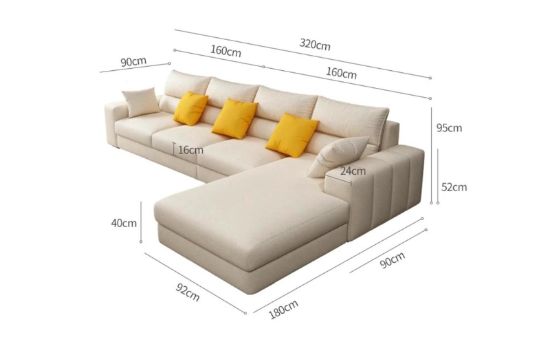 Kích thước ghế sofa chữ L theo tiêu chuẩn