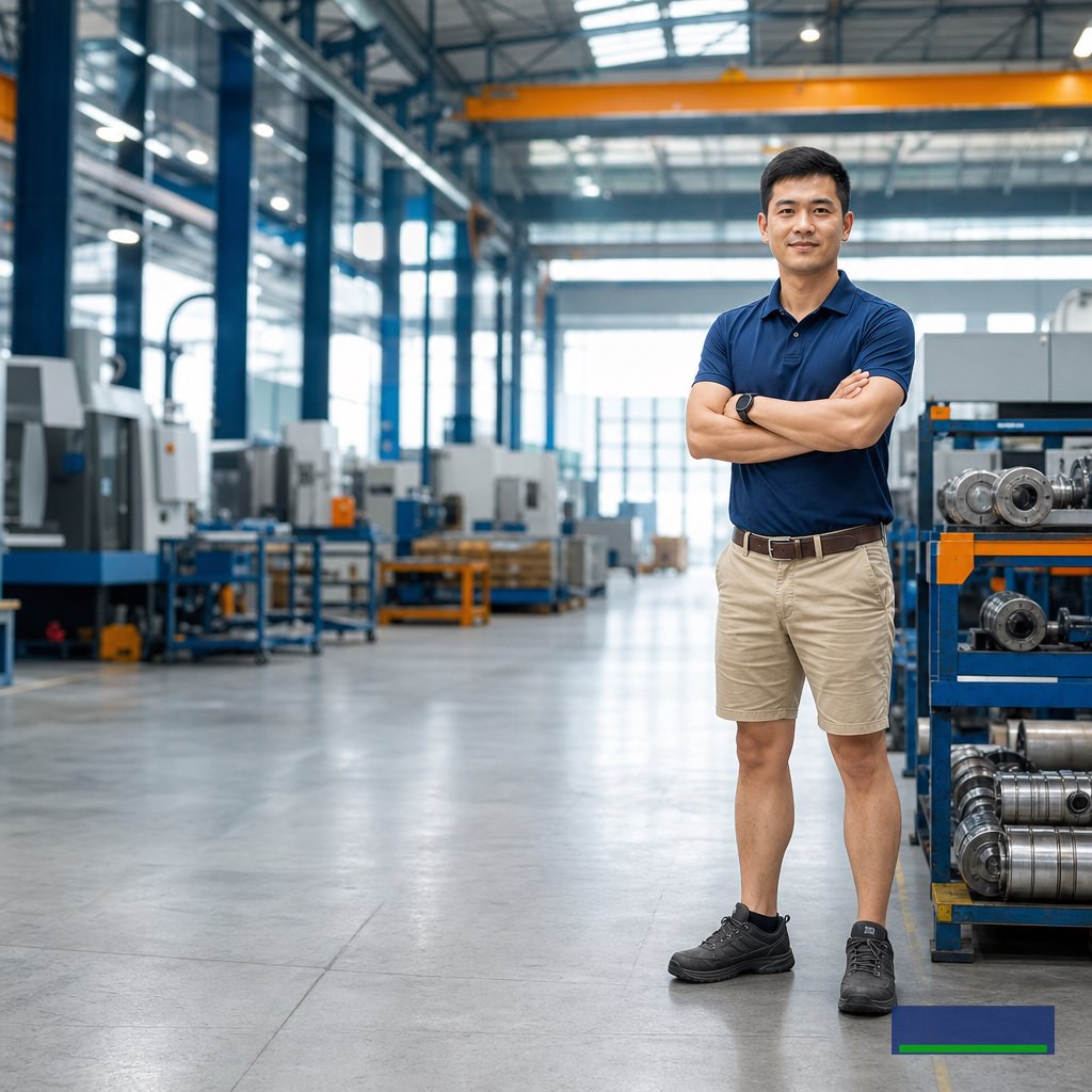 Quần short kaki nam basic và nguyên tắc trang phục cho nhân sự kỹ thuật ngoài khu vực sản xuất