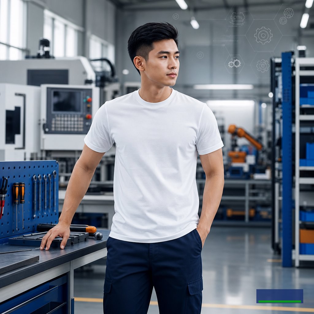 Áo thun basic nam cotton 100%: Lớp trang phục nền phù hợp cho môi trường nhà máy và kỹ thuật