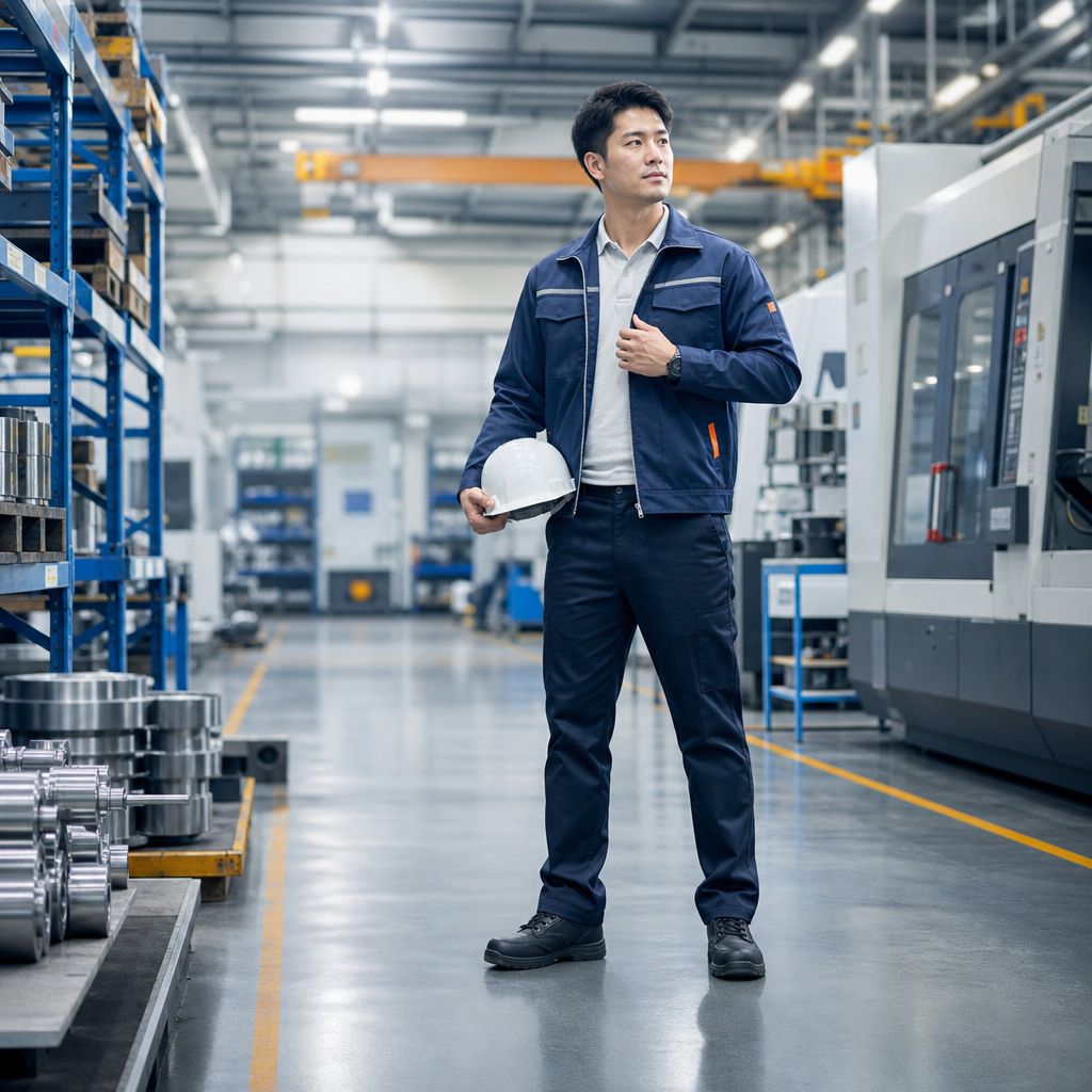 Áo phông nam tối giản trong checklist trang phục khi tham quan nhà máy và khu sản xuất